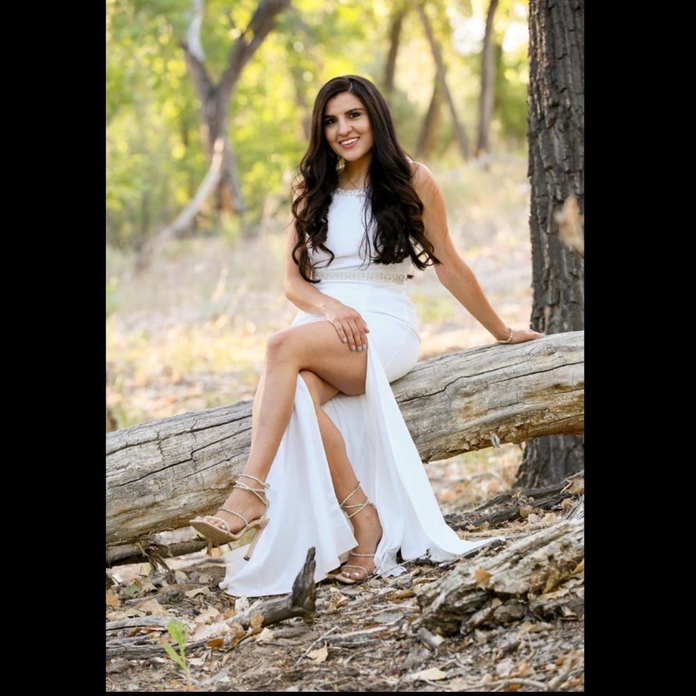 White mermaid, high slit dress, wedding dress, Size 4